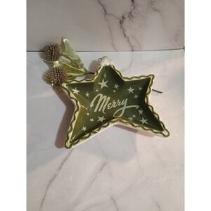 DL Rhein for Silvestri Christmas Ornament Star Candy Dish Rare 5.5" Merry Green
